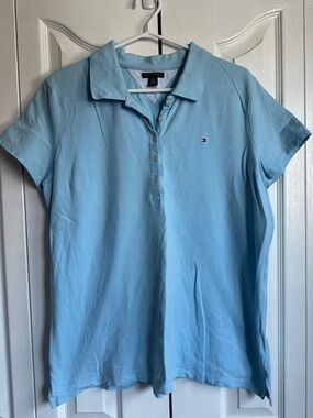 Women's Tommy Hilfiger Sky Blue Short Sleeve Classic Polo Shirt Size XL